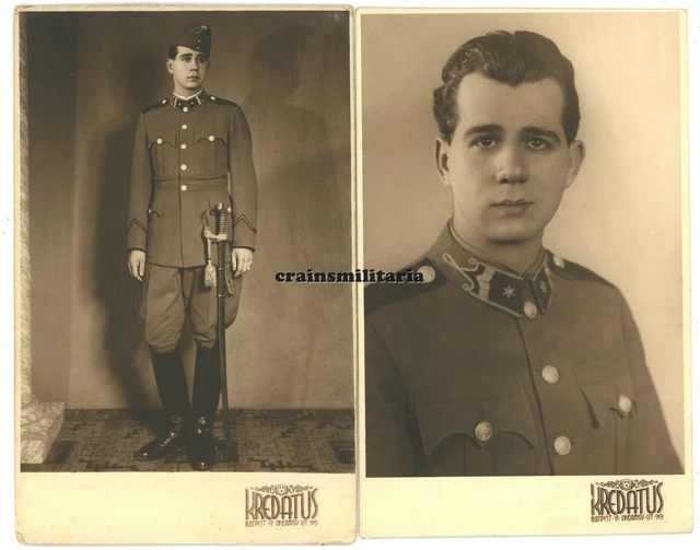 2X ORIG. FOTO AK Portrait ungarische Offizier in BUDAPEST Ungarn 1942 ...