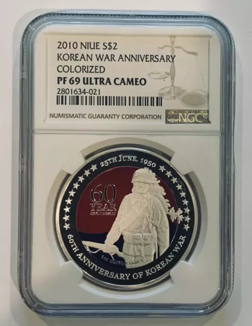 2010 Niue $2 Korean War Anniversary NGC PF 69 Mintage 2000