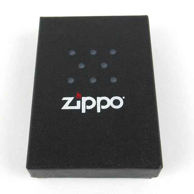 Empty Zippo Lighter Black Presentation Box 204B Regular Brush Finish w/Papers