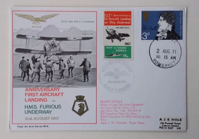 GB 1971 Fleet Air Arm Series No:4 Ann 1st Aircraft Landing HMS Furious Underway