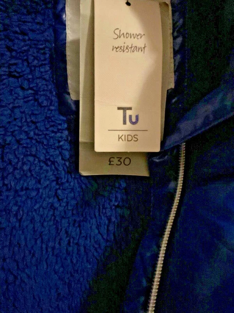 Bnwt Blue Girls Hooded Padded Winter Coat Jacket Cosy Lined Age 9-10 Rrp £30 5