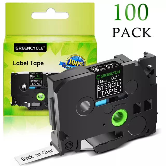 100 × Compatible Brother STE141 STE-141 ST141 Stencil Label Tape 3/4" for PT2730