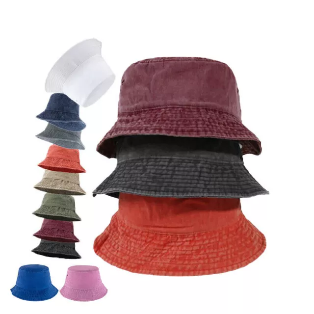 Washed Cotton Bucket Hat Unisex Outdoor Sports Camping Fisherman Cap Men Women 2