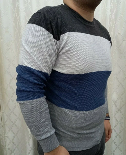 Maglione uomo maglioni slim fit invernale taglie forti girocollo grigio XL XXL