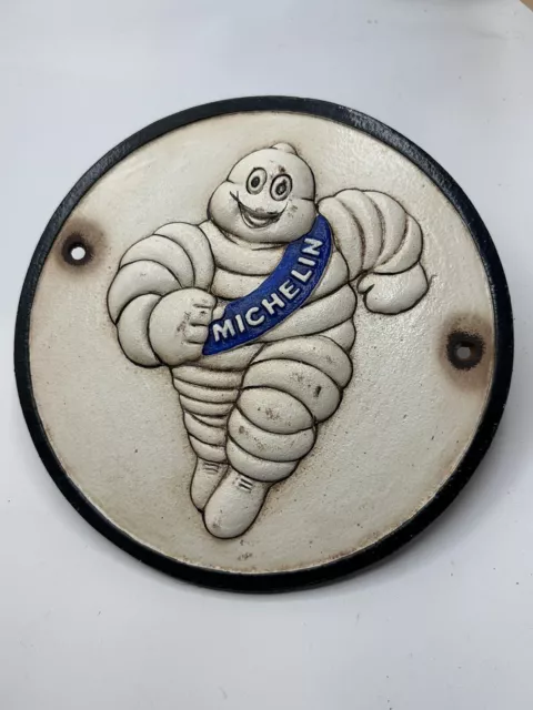 Michelin Man Tire Sign Plaque Cast Iron Patina Goodyear Harley Tires Collector