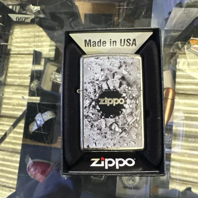 New Zippo Concrete Hole Smash Petrol Lighter Design Windproof Z49893