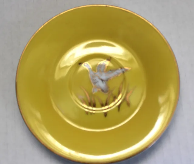 Ucagco Yellow China Plate Hand Painted Duck Japan