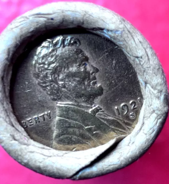 Old Roll Lincoln Wheat Cent Penny 1921-S / 1929-S  Ends Original Bank Wrap Roll.