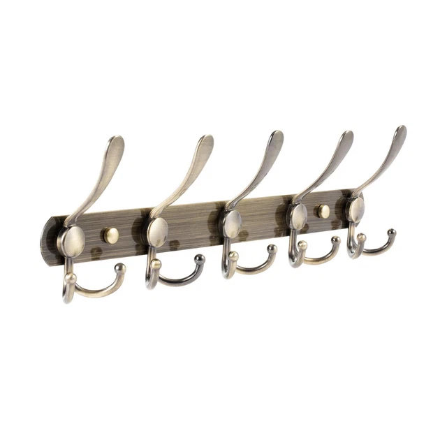 Coat Rack Wall Mounted, Coat Hanger Wall 5 Tri Hooks Heavy Duty Stainless Steel