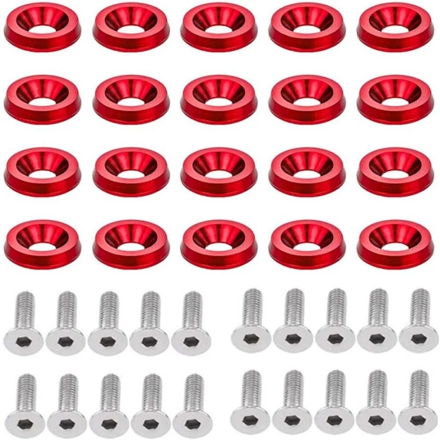 20Sets Red and Blue Engine Dress Up Kit Black and Red M6 Bolt  for Vehicle