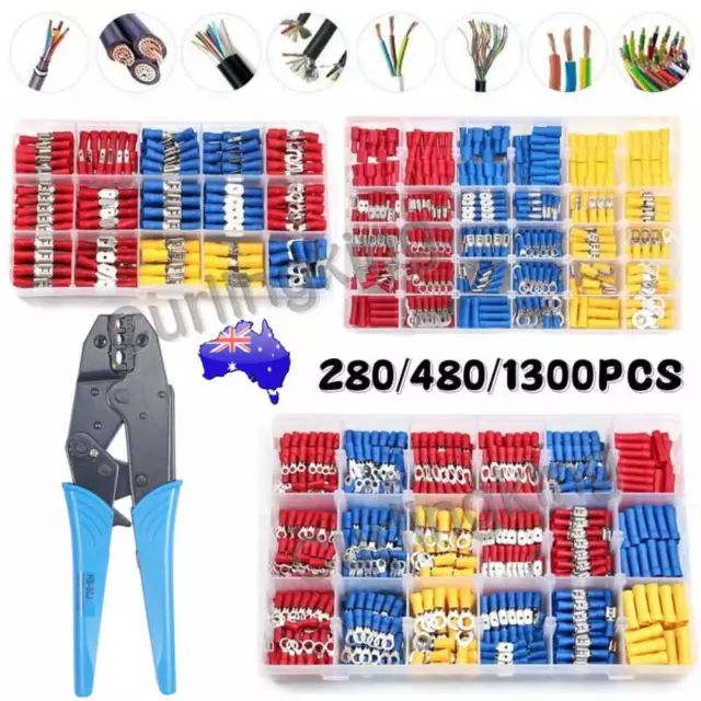 1300/280PCS Insulated Assorted Electrical Wire Connector Crimp Terminals Set Kit