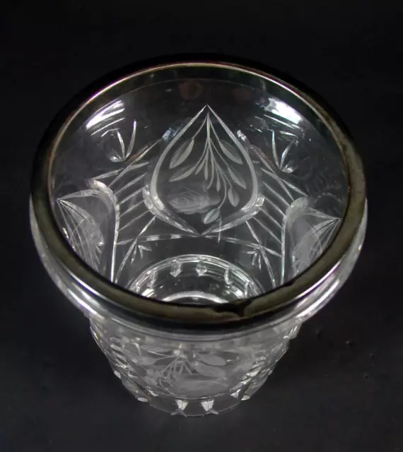 edle Kristallglas Vase  -  800er  Silber Montierung 2