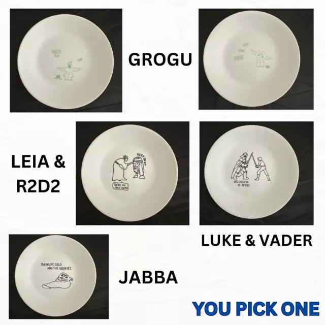 Star Wars Set Of 4 Corelle Plates Appetizer Dessert 6.75 Vader Leia Chewie  R2D2