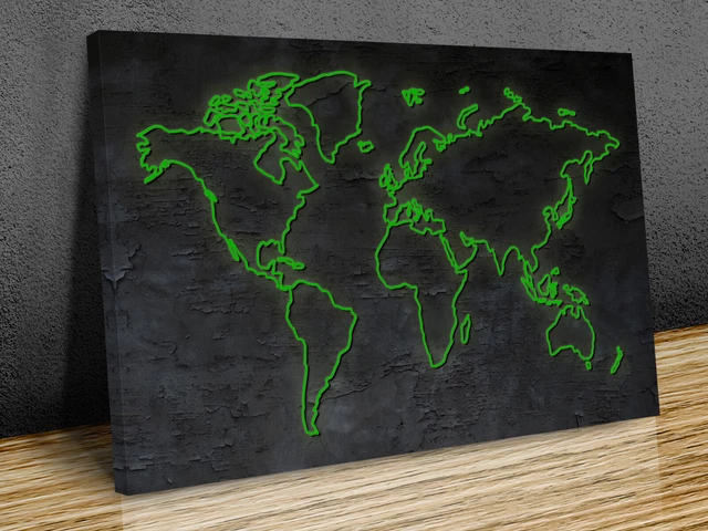 Mapa Mundi Pared Grande - Impreso Tela 370gr/m2 Con Textura/Lienzo - 2