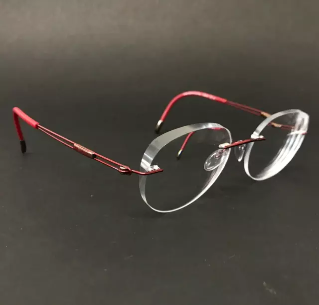 Silhouette Eyeglasses Frames 5521 70 3040 Red Round Rimless Hingeless 48-15-120