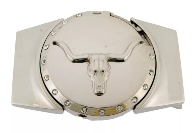 Removable Lighters Belt Buckle OX Bull Longhorn Silver Rodeo Texas Western BIG