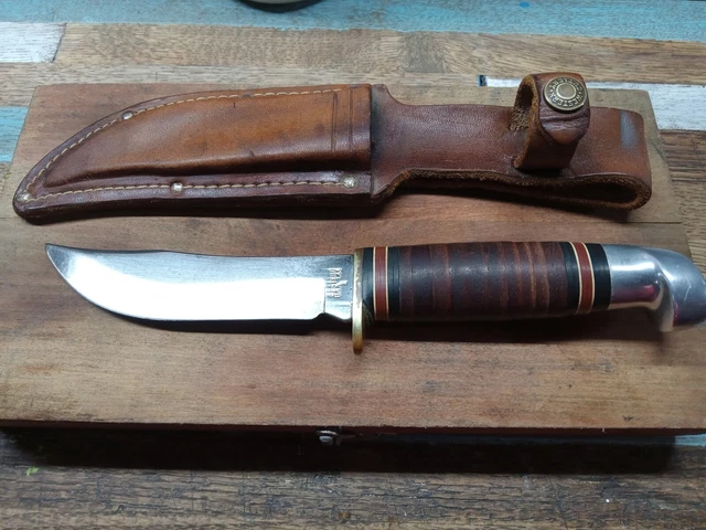VTG Quality Steel Western L66 E USA fixed blade knife w/ leather sheath