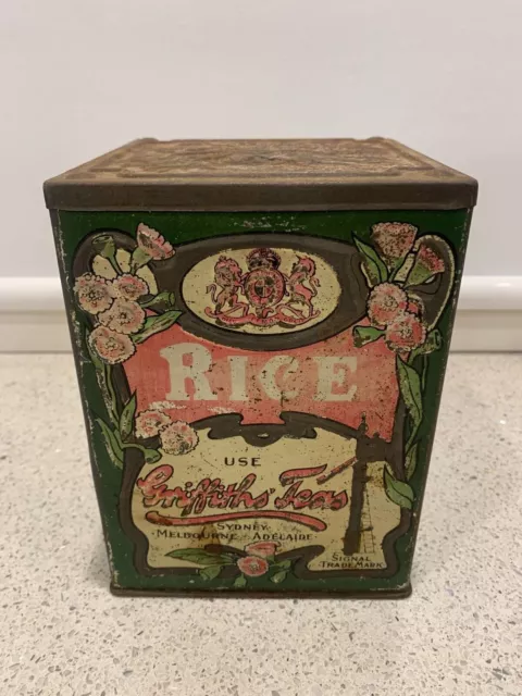 Griffiths Bros Rice Cannister Tea Tin Vintage