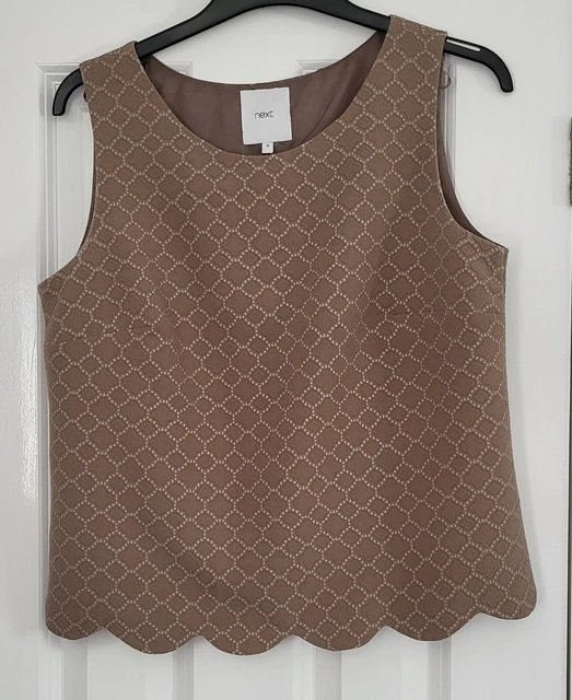 Next - Smart and Pretty Vest Top with Lovely Pattern & Scalloped Bottom Edging