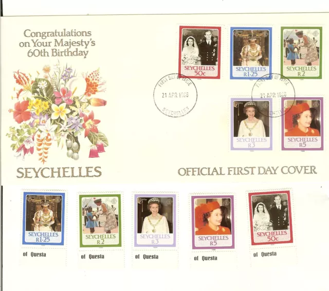 Seychelles Qe II 60th Geburtstag Scott #' S 592-96 MNH & Offizielle FDC