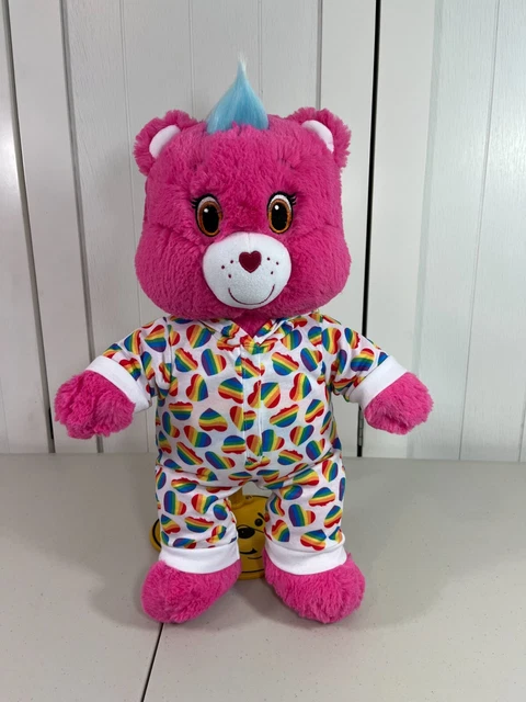 💜 Build A Bear Pink Cheer Bear Care Bear 16" w/ NEW Pajamas Sleeper 💜 Mohawk