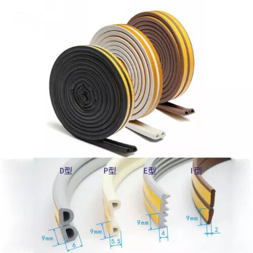 5M Draught Draft Excluder Self Adhesive Rubber Door Window Seal Strip Roll Tape