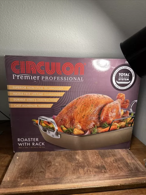 Circulon Premier Professional, Oval Roaster Roasting Pan with Rack, Nonstick