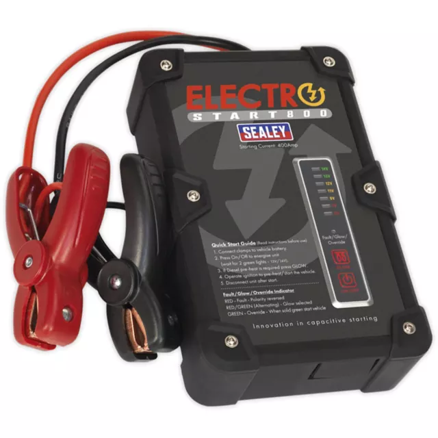 Sealey 800A 12V ElectroStart Batteryless Power Start Portable Car Jump Starter