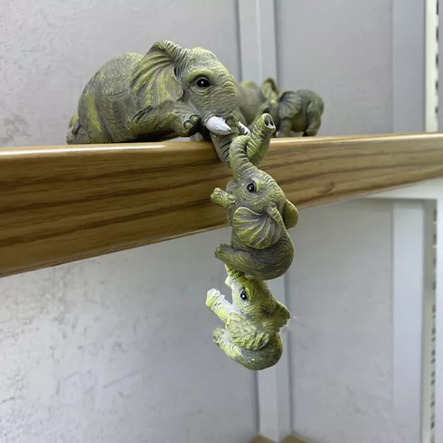 3pcsset süße Elefantfiguren Elefant Halten Babyharz Handwerk Home Gesche-EL