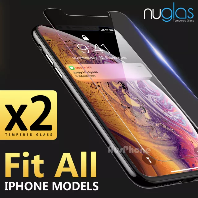 For iPhone X XS Max XR 8 7 6s 6 Plus 2X NUGLAS Tempered Glass Screen Protector