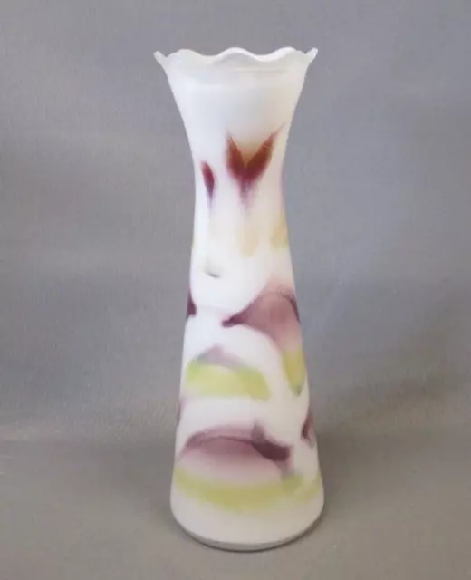 Bartlett Collins Glass BUD FLOWER VASE Multi Color Vintage 9" tall