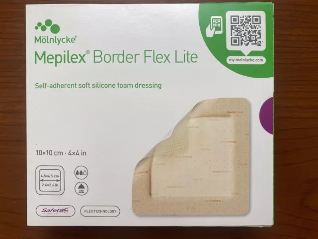 Molnlycke Mepilex Border Flex Lite 4x4 Silicone Foam Dressing 581300 (Box of 5)