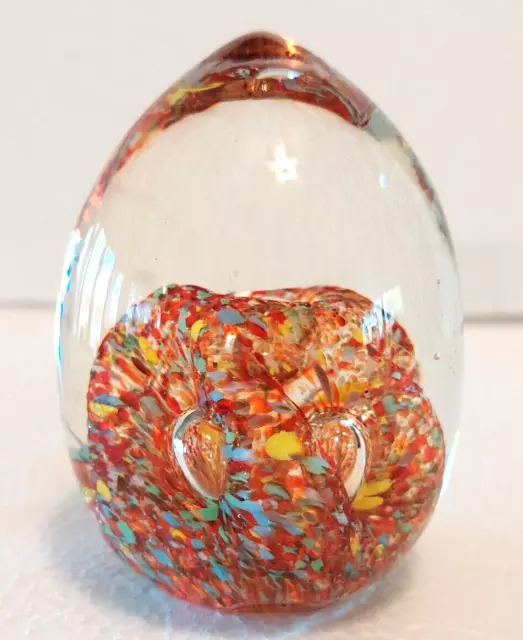 Norleans~Confetti Swirls~Controlled Bubbles~Paperweight~Art Glass~Groovy Swirly