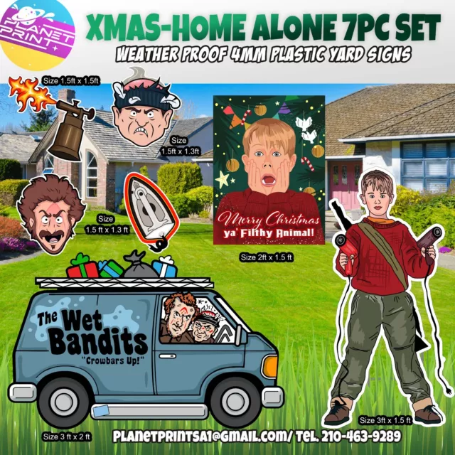 BIG Christmas Home Alone Yard Signs Decoration 7pc Set