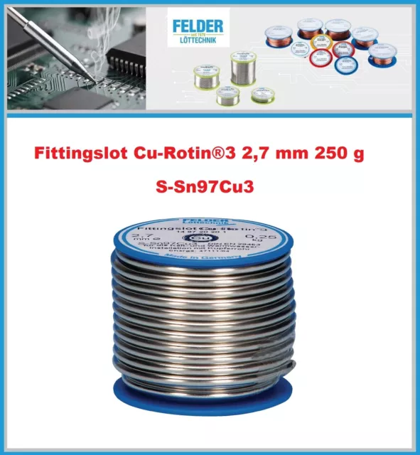 FELDER Fittingslot Cu-Rotin®3 2,7 mm 250 g S-Sn97Cu3 # 149727201 Installation