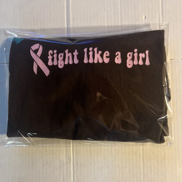 Fight Like A Girl Pink Ribbon Breast Cancer Brown T Shirt Womens Large