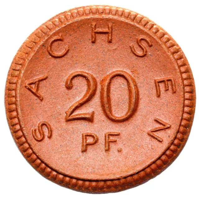 Freistaat Sachsen - Münze - 20 Pfennig 1921 - Meissen - braunes Porzellan