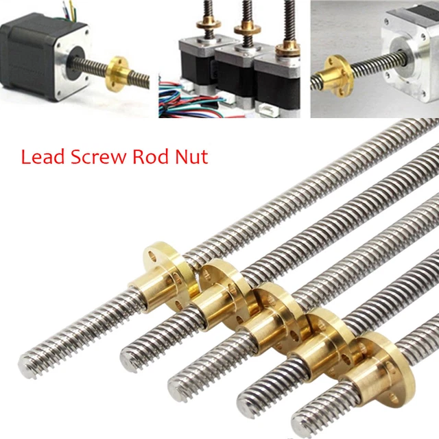 Rod Screw Stainless Steel T8 Trapezoidal With Brass Nut Lead 8mm For 3D Printer