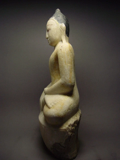 ANTIQUE BURMESE SHAN STATES MARBLE STATUE OF BUDDHA, MYANMAR, 19th C. 4