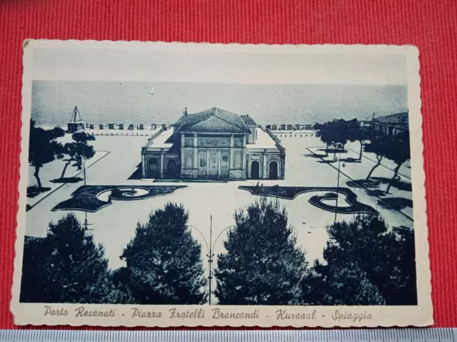 Cartolina Porto Recanati - Piazza F.lli Brancondi , viaggiata 1952