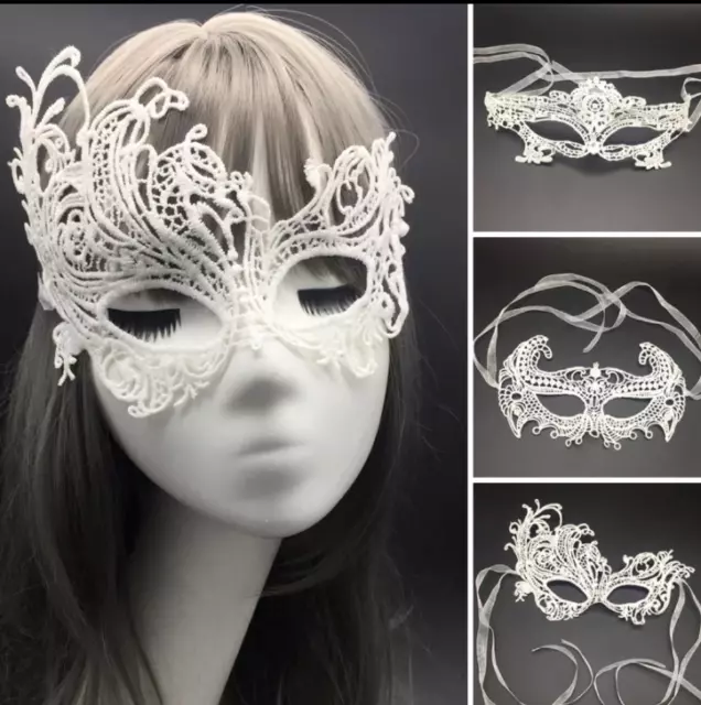 White Eye Mask Masquerade Ball Venetian Fancy Dress Sexy Costume Party Halloween
