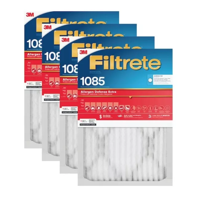 Filtrete MERV 11 Allergen Defense Pet Dust Extra Pleated HVAC Air Filter 4 Pack