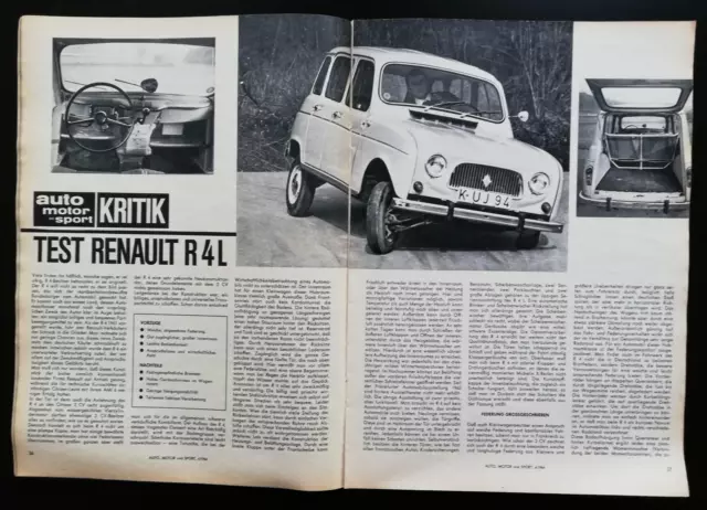 Renault 4 L mit 26 PS - Testbericht von 1960 auf 4 Seiten