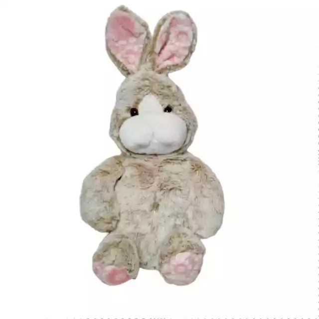 Animal Adventure Tan Bunny Rabbit Plush Pink Floral Ears Feet Stuffed Easter Toy