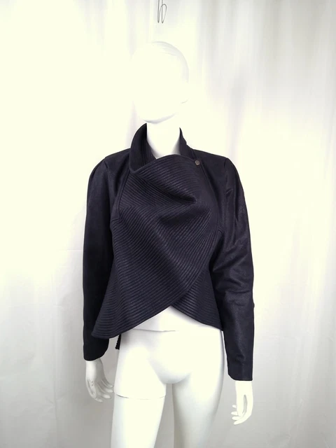 GRACIA TRAPUNTO STITCHED Structured Jacket Black Faux Leather M 79.99 PicClick