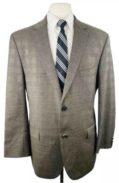 Hugo Boss Mens 42R Brown Plaid/Check Wool Blazer Sport Coat Suit Jacket