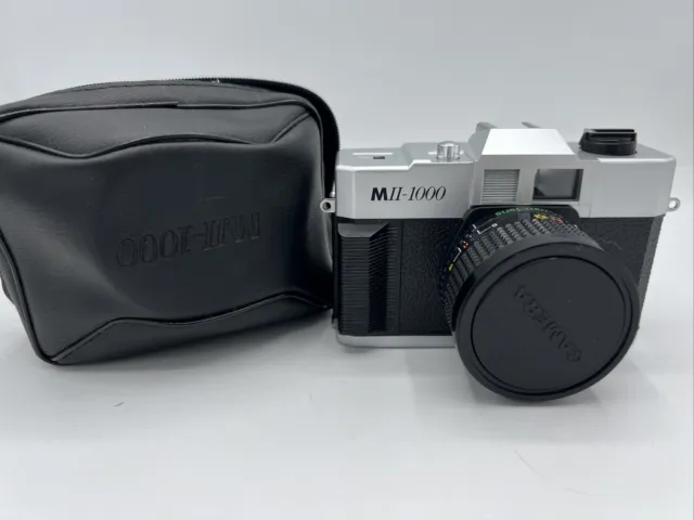 Cámara fotográfica vintage MII-1000 35 mm y lente óptica a color de 50 mm apuntar y disparar