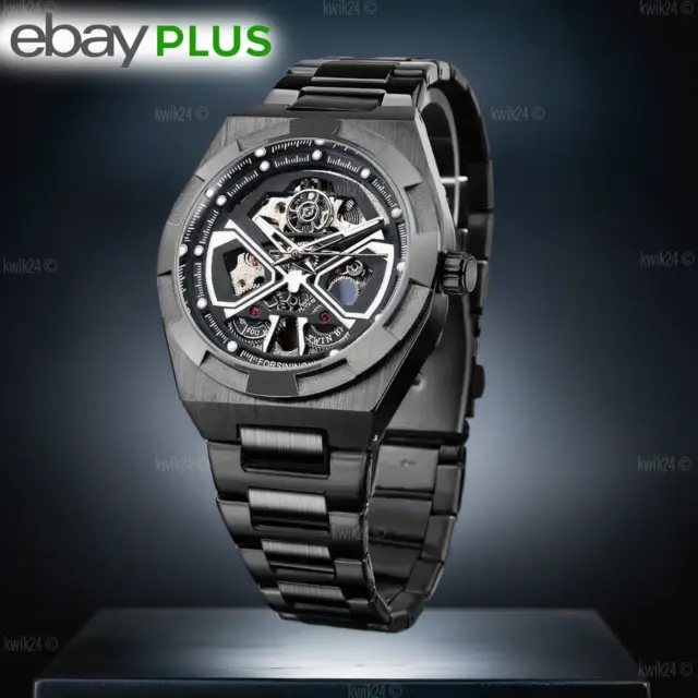 Automatik Uhr Herren Luxus mechanische Uhren Edelstahl Skelett Armbanduhr