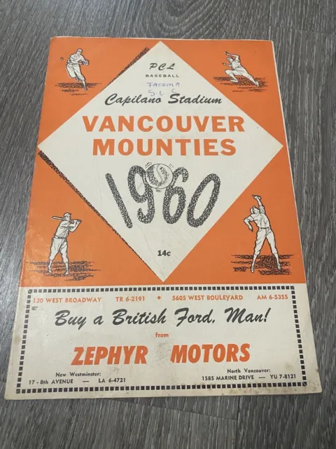 1960 Salt Lake City Bees /Vancouver Mounties PCL  AAA Program Pirates