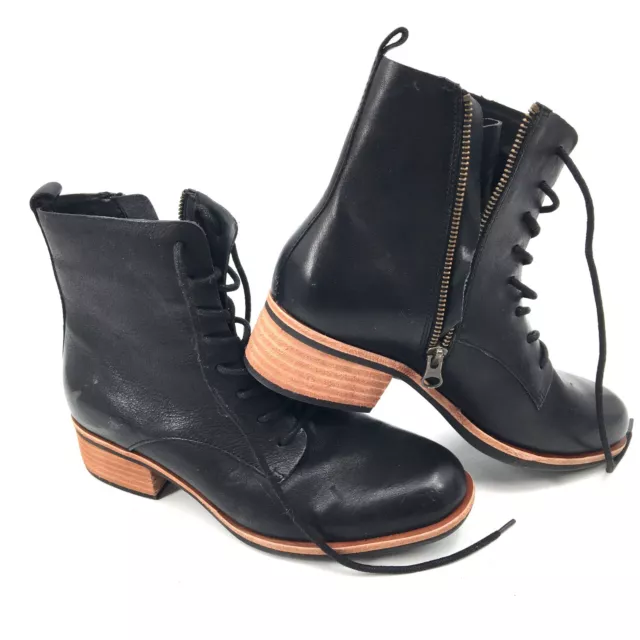 Kork-Ease leather ankle boot lace up bootie cottagecore academia black 7.5 M